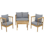 Habitat et Jardin Salon de jardin en bois avec coussins inclus  Milano  - 4 places - Gris