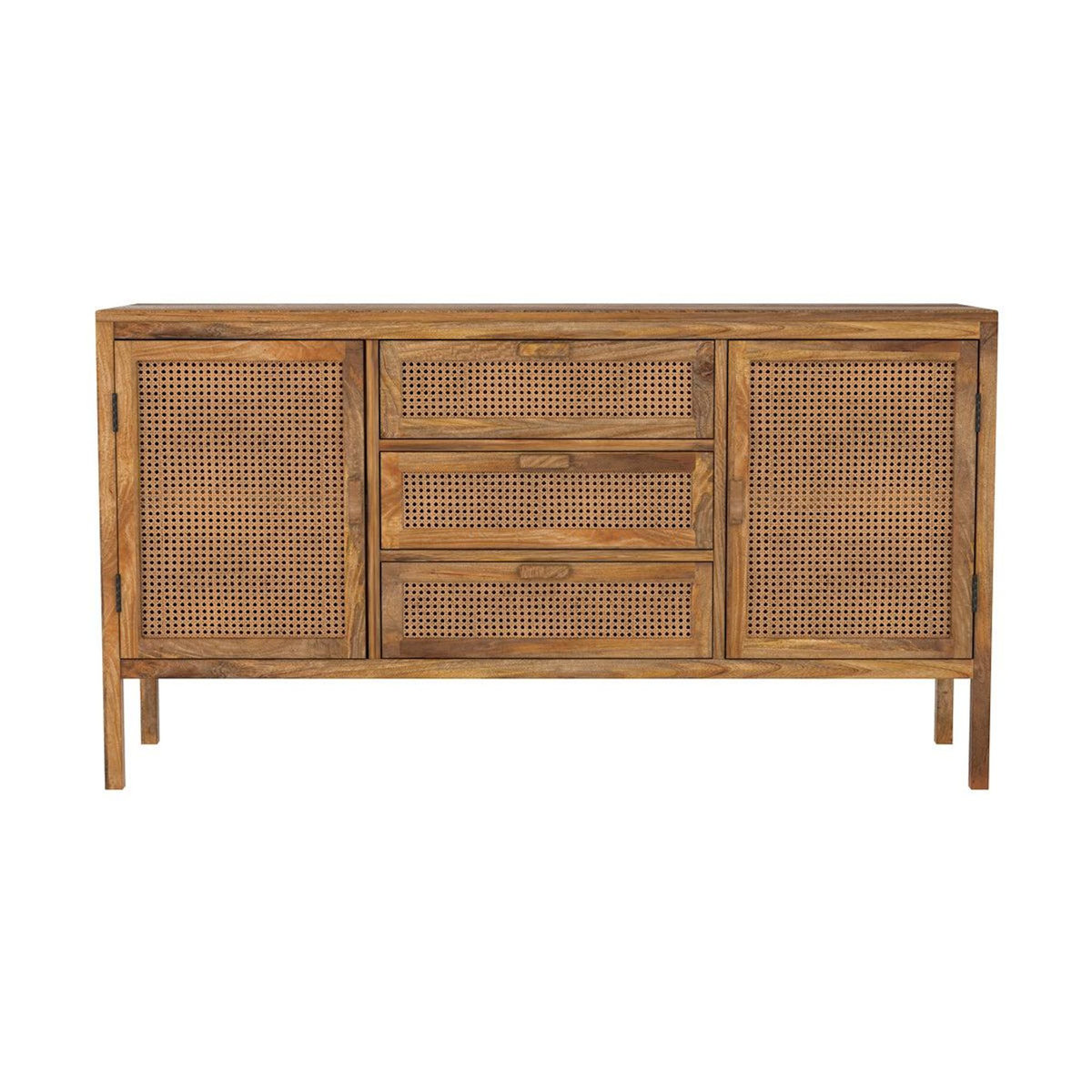 Rendez vous déco Buffet en cannage et bois 2 portes 3 tiroirs-Tiki
