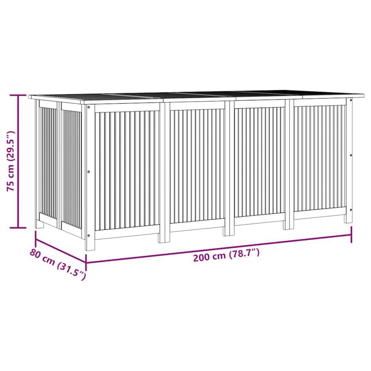 VIDAXL Boîte de rangement de jardin 200x80x75 cm bois massif d'acacia
