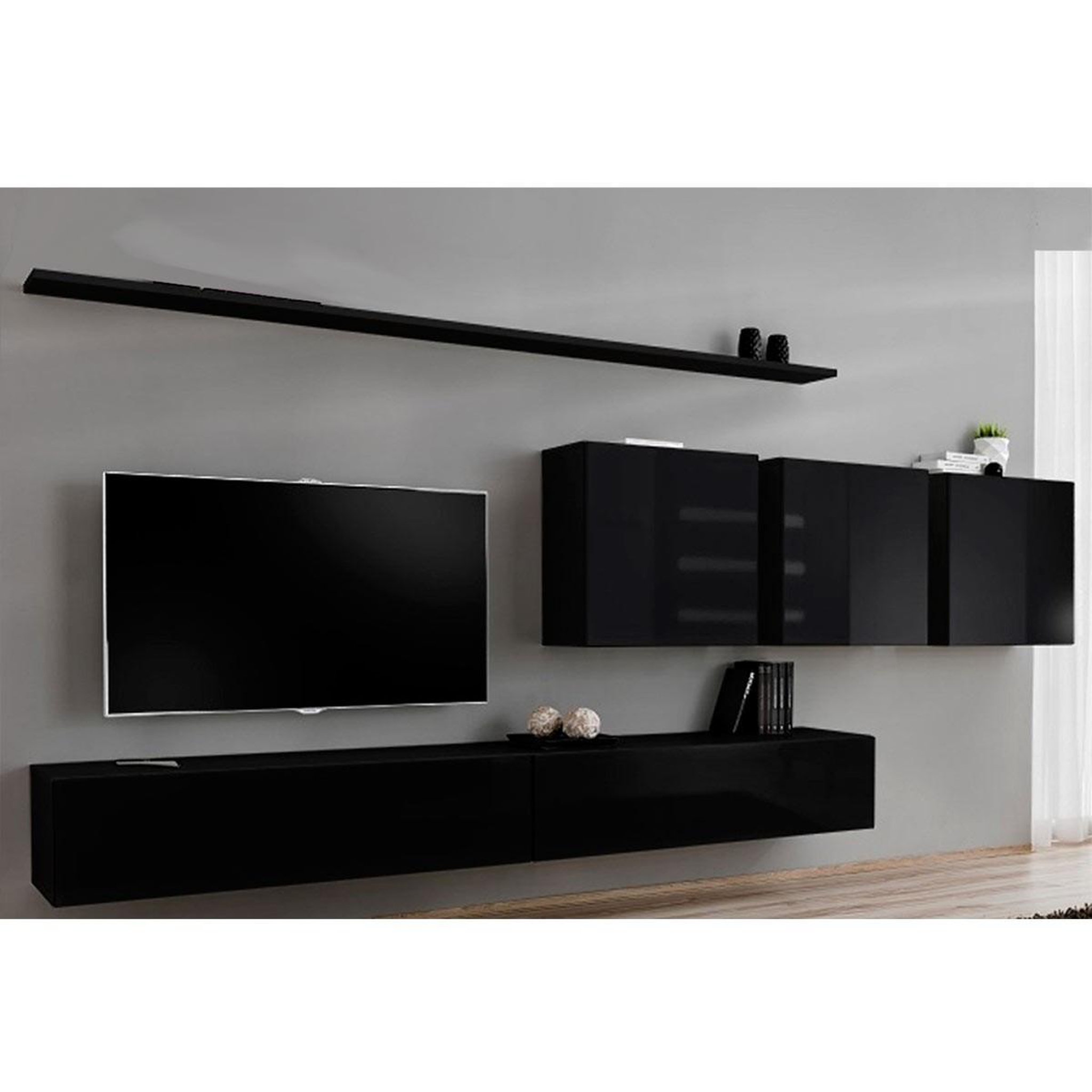 Voir la diapositive 4 : Paris Prix Meuble tv mural design  switch vii  340cm noir
