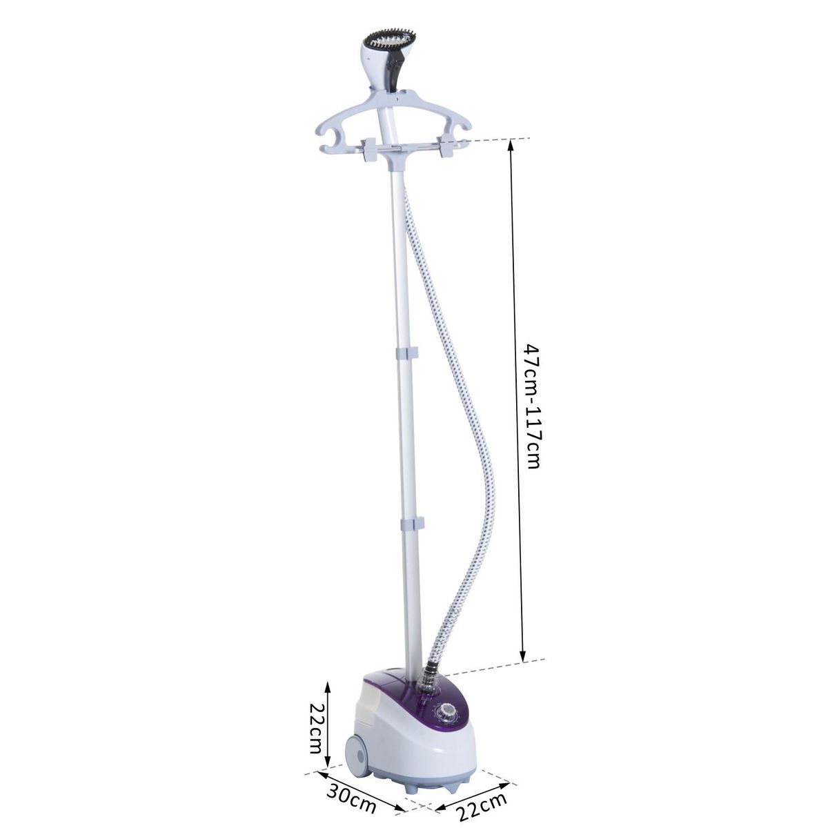 HOMCOM HOMCOM Défroisseur vapeur vertical défroisseur à vêtements 1,8 L 1800 W débit vapeur 30g/min tige telescopique blanc violet