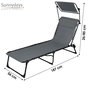 Voir la diapositive 4 : SUNNYDAYS Lot de 2 bains de soleil avec parasol et coussin - Gris anthracite