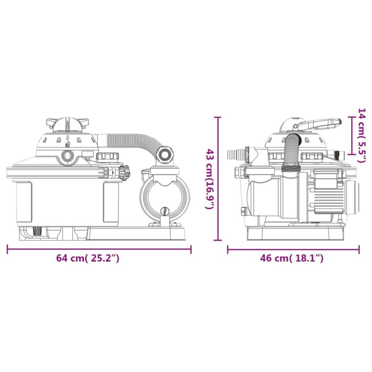 VIDAXL Pompe de filtration a sable avec minuterie 450 W 25 L