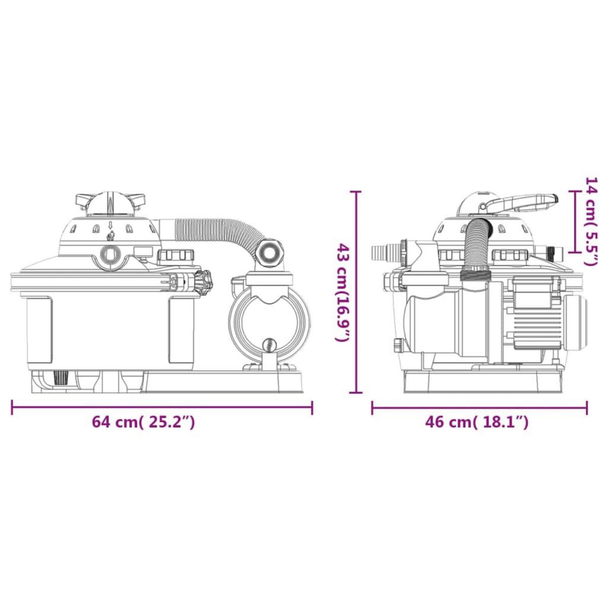 VIDAXL Pompe de filtration a sable avec minuterie 450 W 25 L