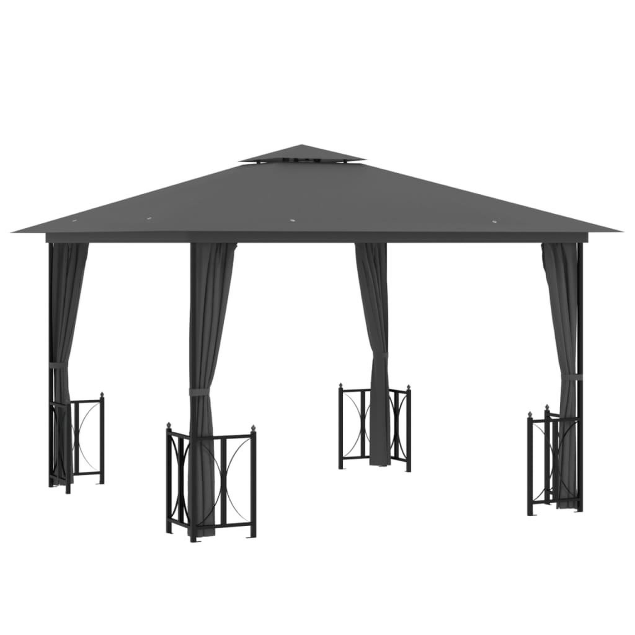 Voir la diapositive 2 : VIDAXL Tonnelle avec parois et toit double 3x3 m Anthracite