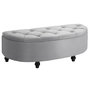 Voir la diapositive 1 : HOMCOM Pouf de rangement coffre 2 en 1 - pouf design classique chic capitonné demi-cercle - pieds bois hévéa noir revêtement velours gris