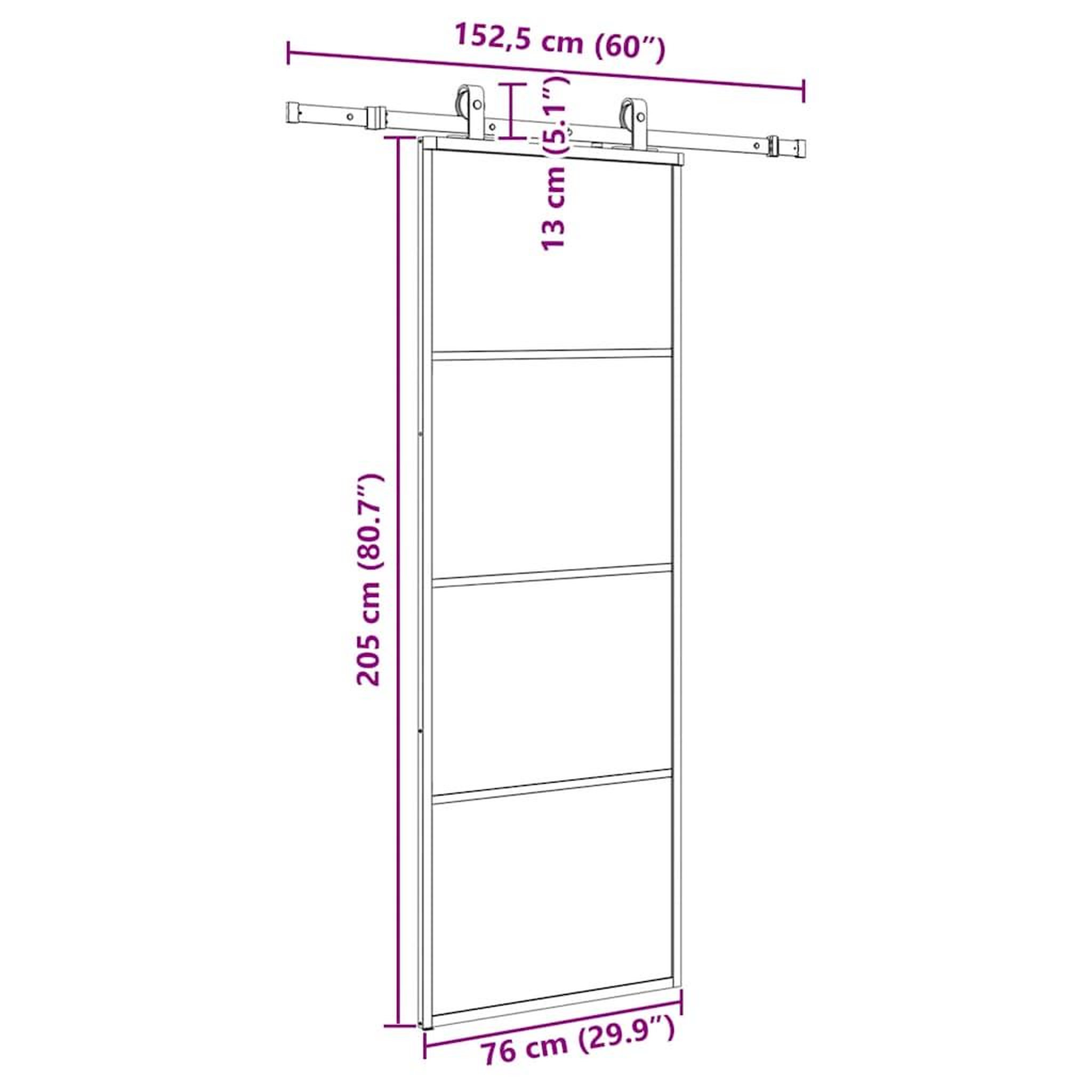 Voir la diapositive 6 : VIDAXL Porte coulissante kit de quincaillerie noir 76x205 cm verre ESG