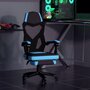 Voir la diapositive 2 : HOMCOM Fauteuil gaming chaise gamer dossier et hauteur réglable roulettes pivotantes repose-pied tissu maille bleu noir