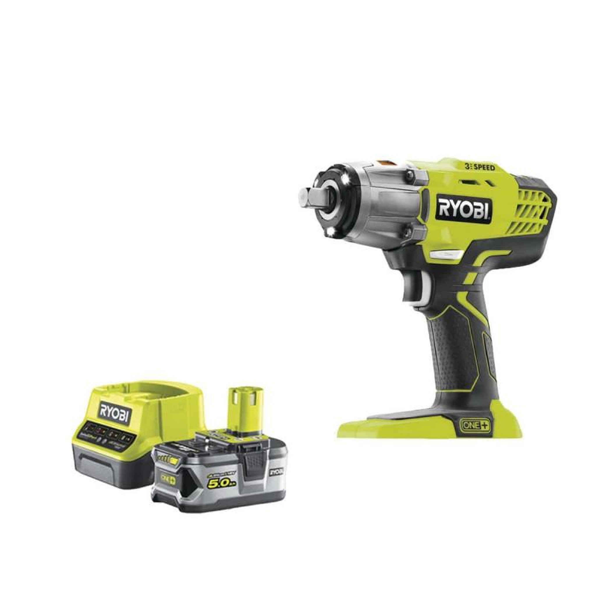Ryobi Pack RYOBI boulonneuse à chocs 18V One+ R18IW3-0 - 1 batterie 5.0Ah - 1 chargeur rapide 2.0Ah RC181