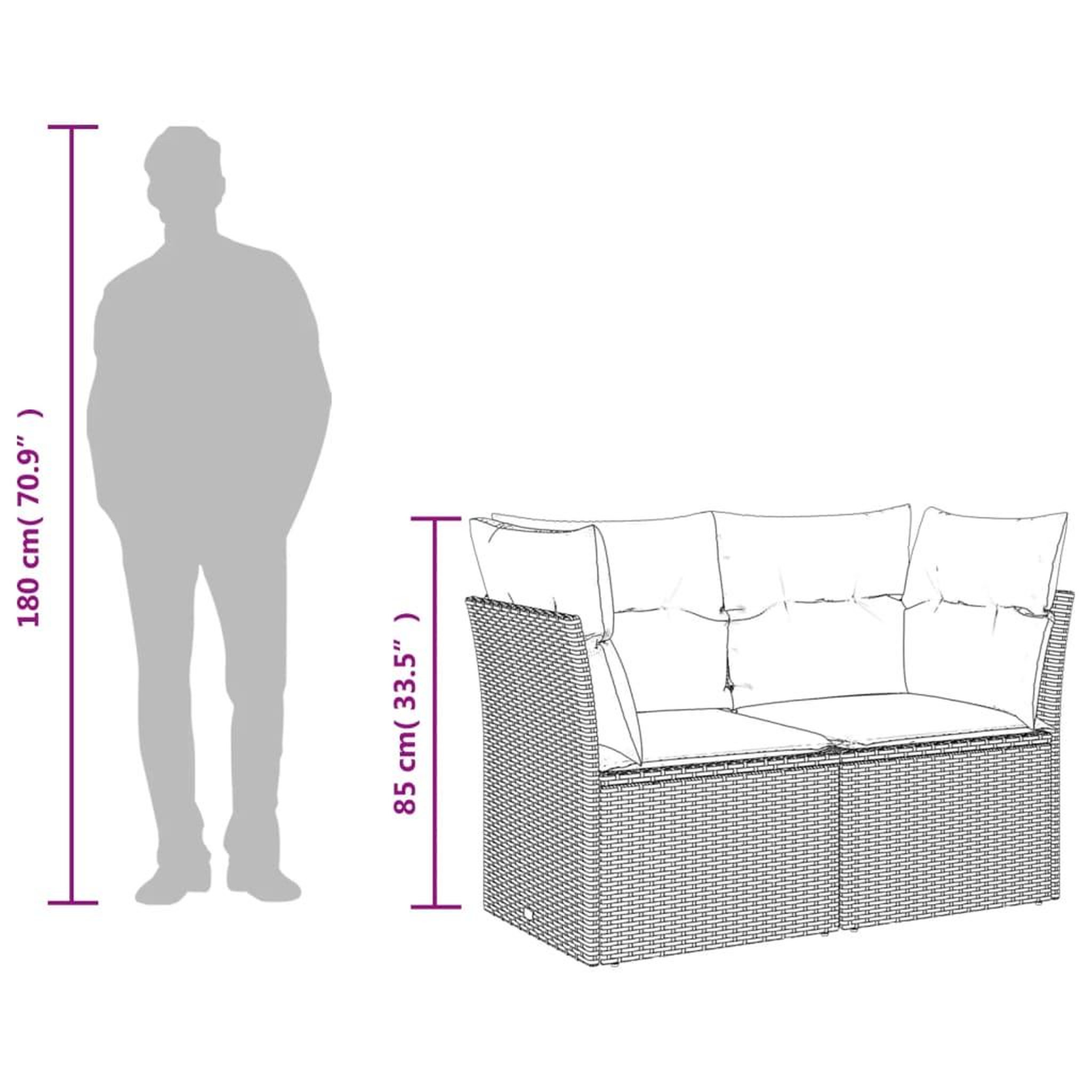 Voir la diapositive 6 : VIDAXL Canape de jardin avec coussins 2 places noir resine tressee