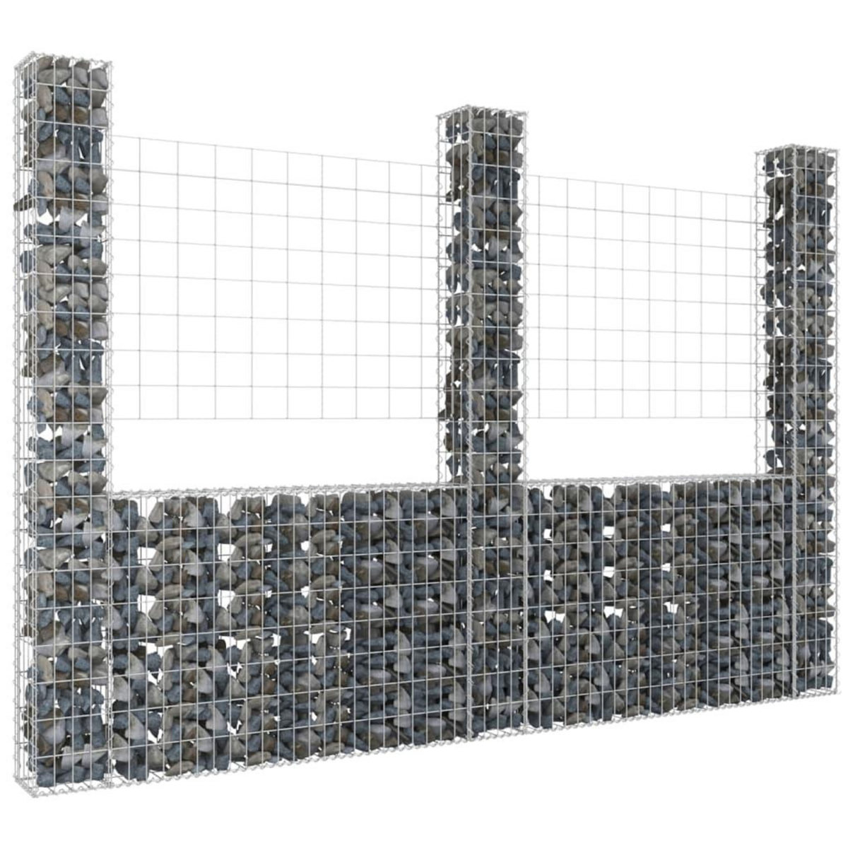 VIDAXL Panier de gabion en forme de U avec 3 poteaux Fer 260x20x200 cm