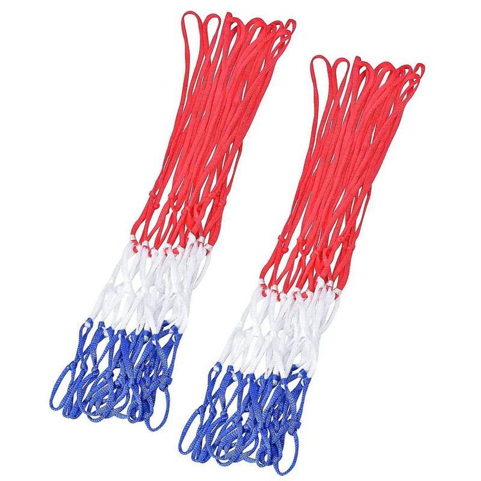 BUMBER Lot de 2 filets de panier de basket-ball - Rouge, blanc, bleu - Adaptabilité universelle et Installation facile