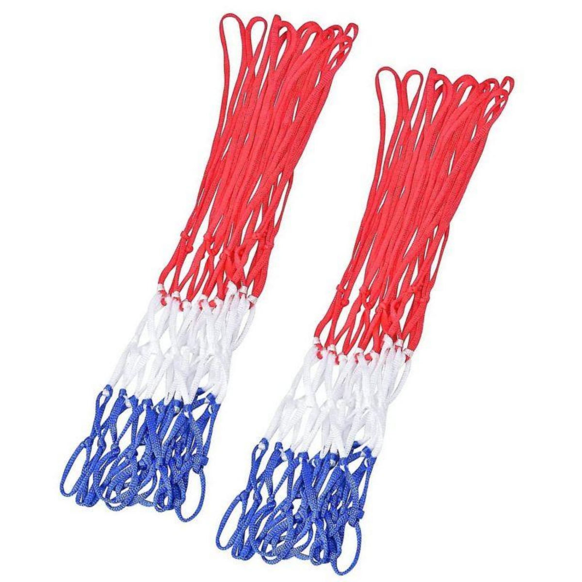 BUMBER Lot de 2 filets de panier de basket-ball - Rouge, blanc, bleu - Adaptabilité universelle et Installation facile