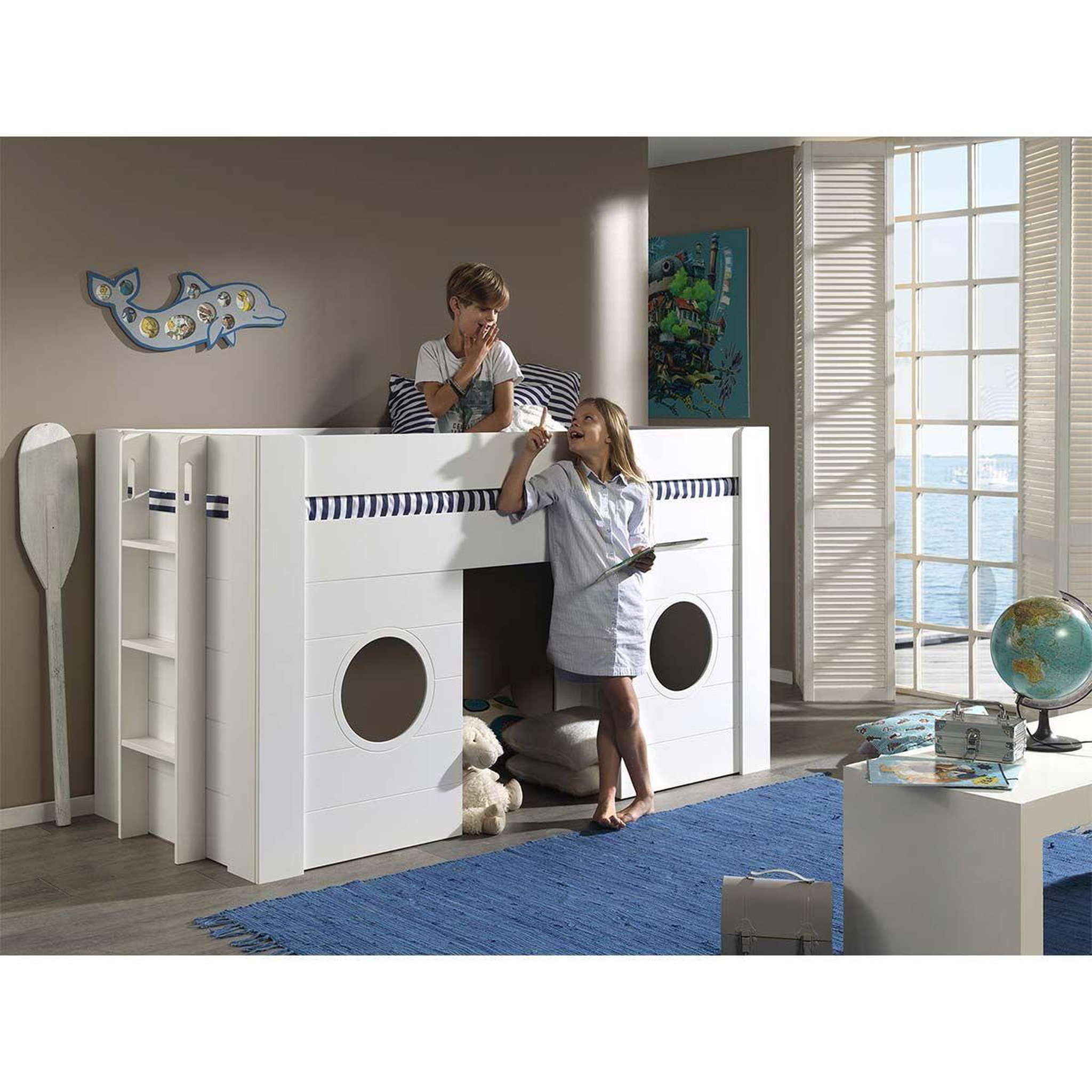 Voir la diapositive 3 : Paris Prix Lit combiné enfant  freya  90x200cm blanc