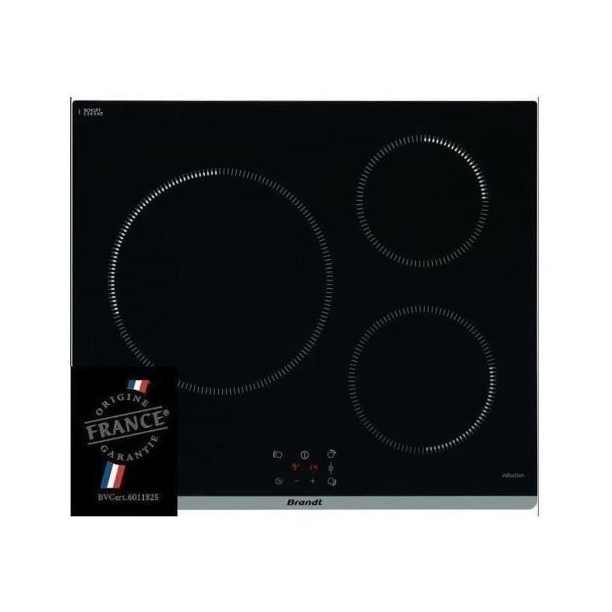 Voir la diapositive 1 : BRANDT Plaque de cuisson induction - BRANDT - 3 zones - L60 cm - TI364B - 7200 W - Noir
