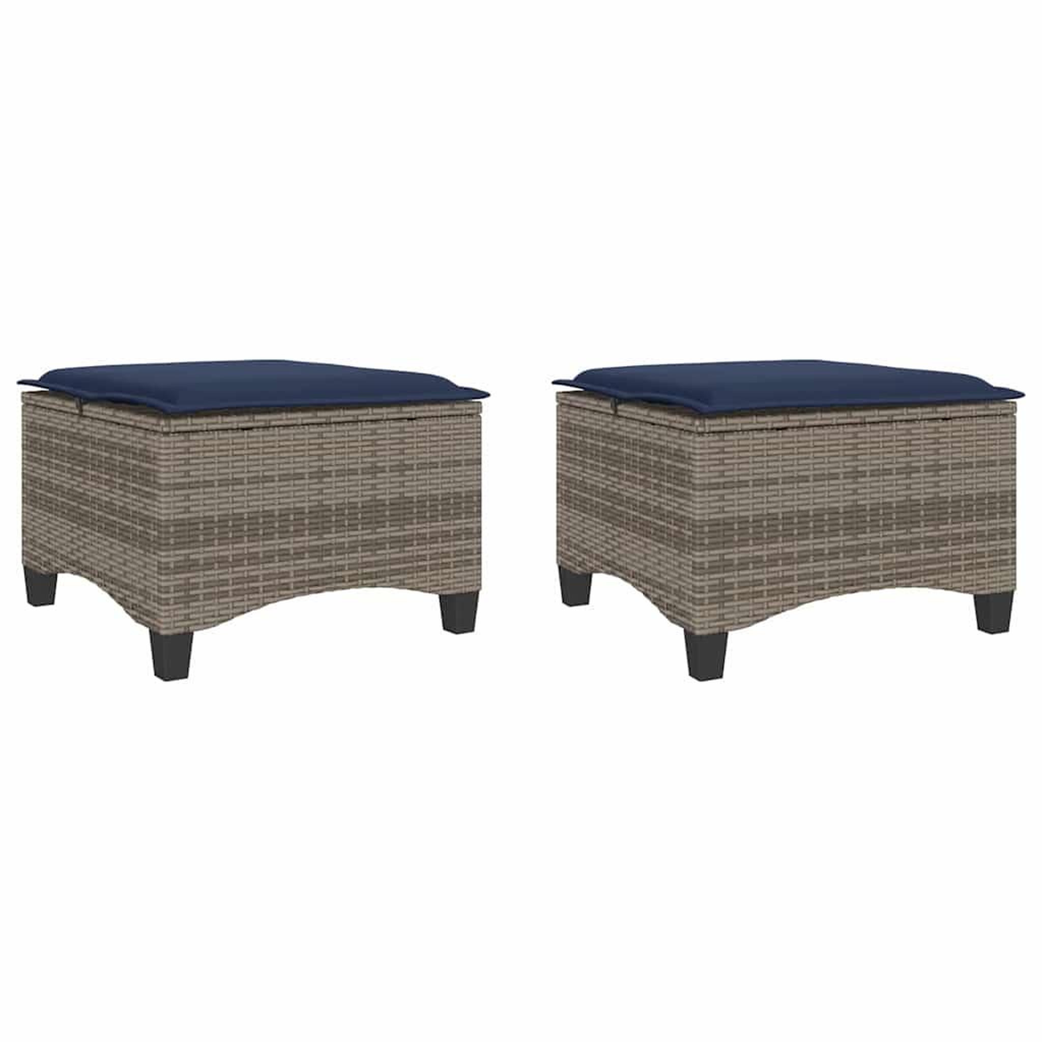 Voir la diapositive 2 : VIDAXL Tabourets jardin coussins 2 pcs gris 55x55x36 cm resine tressee