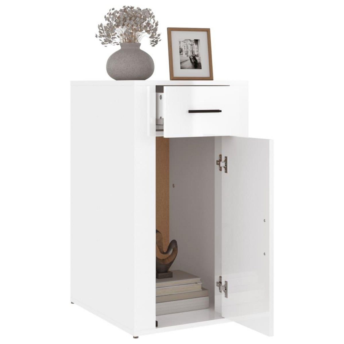 VIDAXL Armoire de bureau Blanc brillant 40x49x75 cm Bois d'ingenierie