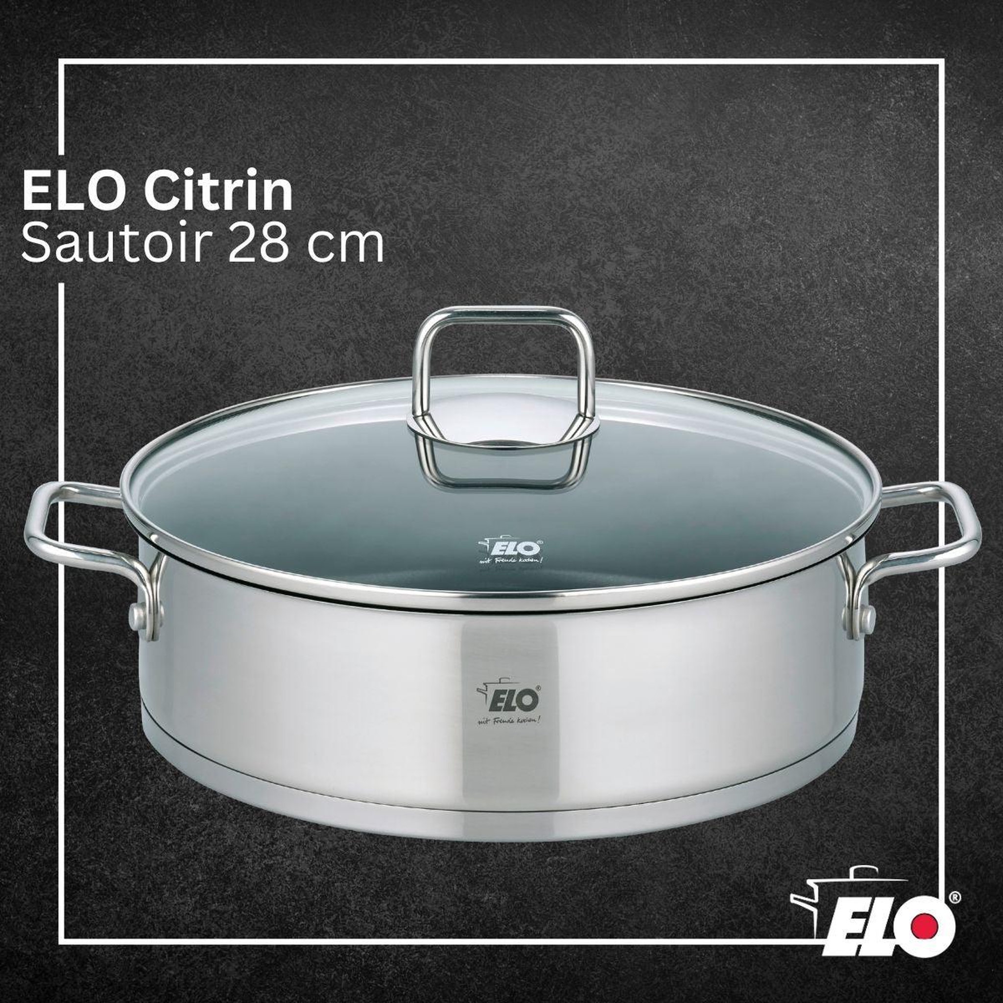 Voir la diapositive 2 : ELO Sautoir 28 cm en acier inoxydable 18/10 antiadhésif elo citrin