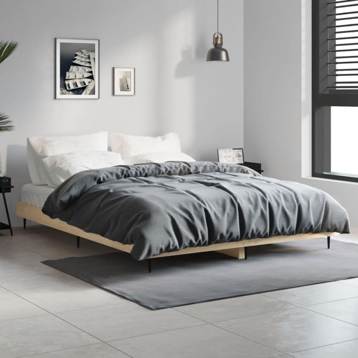 VIDAXL Cadre de lit sans matelas chene sonoma 140x190 cm