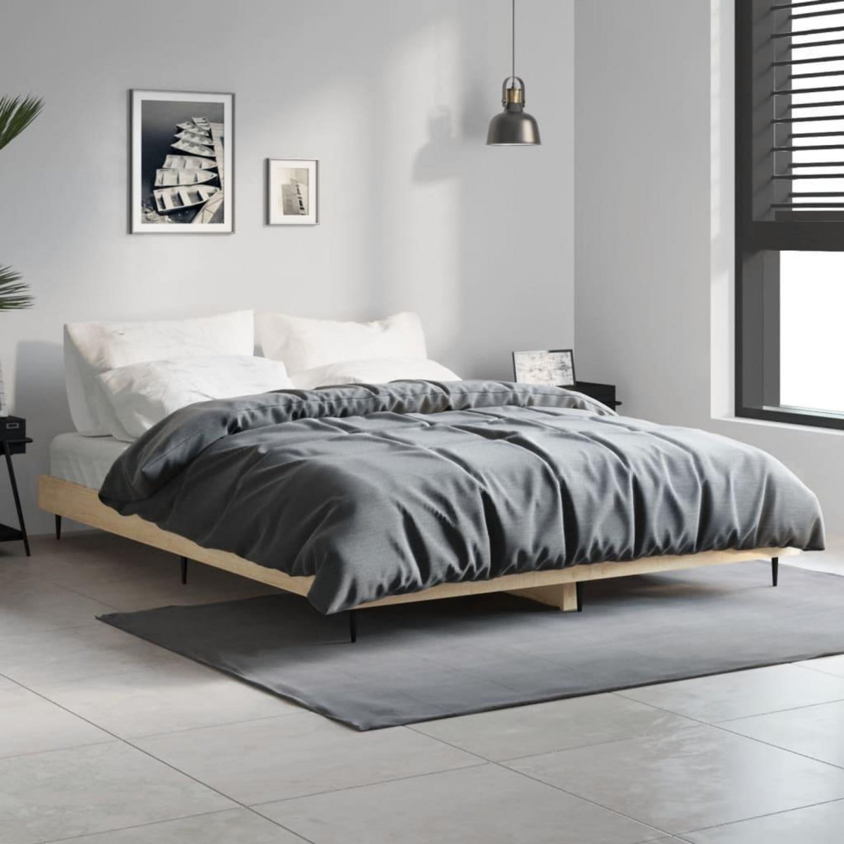 VIDAXL Cadre de lit sans matelas chene sonoma 140x190 cm