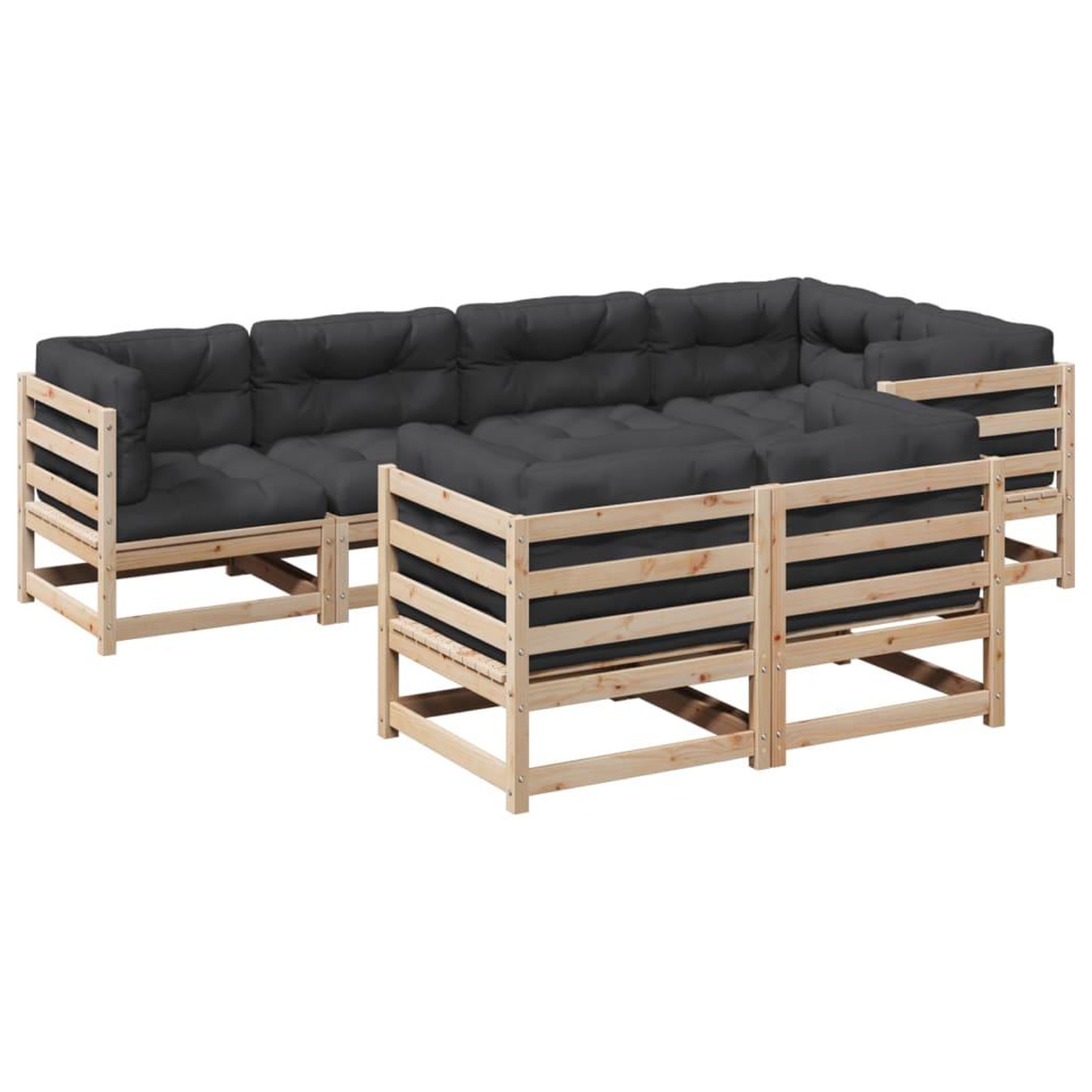 Voir la diapositive 2 : VIDAXL Salon de jardin 7 pcs avec coussins bois de pin massif