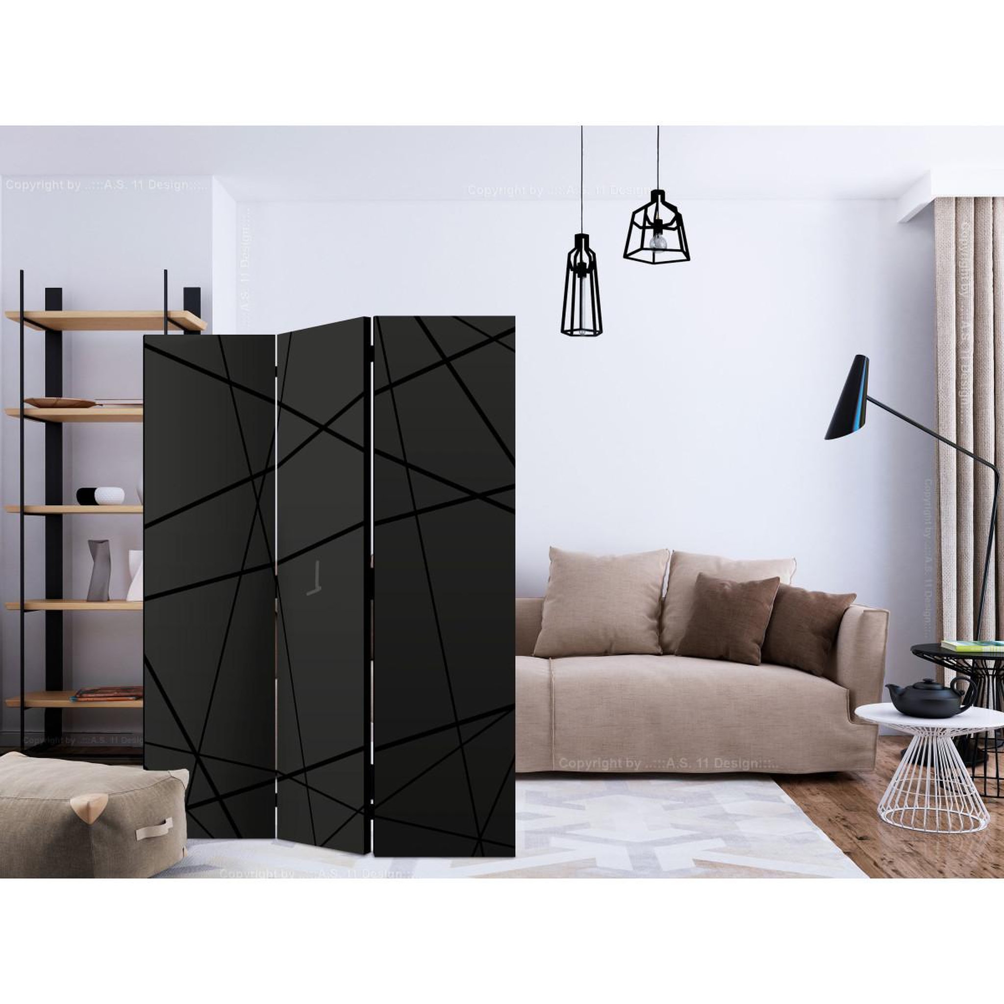 Voir la diapositive 2 : Paris Prix Paravent 3 volets  dark intersection  135x172cm