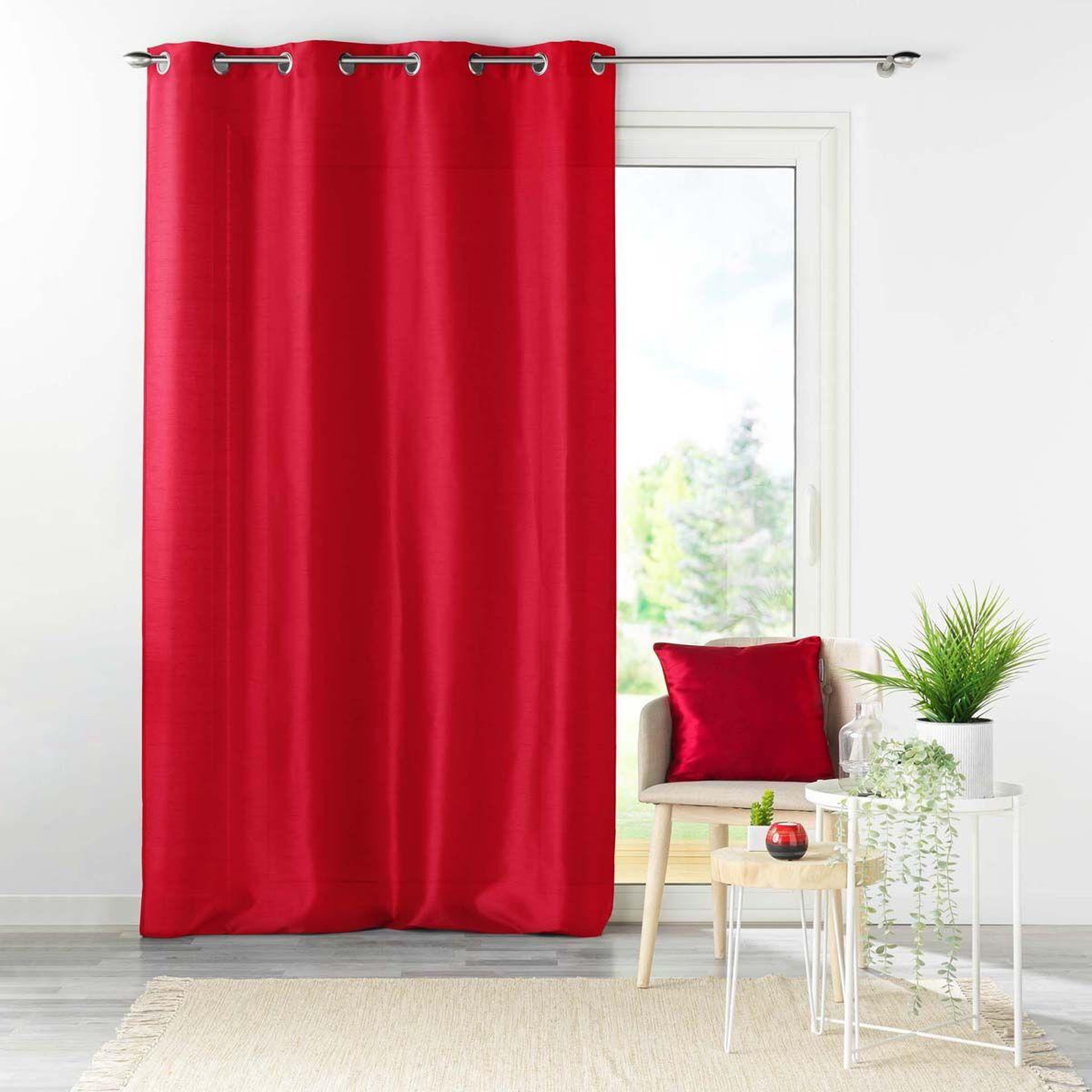 Douceur d'Intérieur Rideau à oeillets  shana  140x240cm rouge