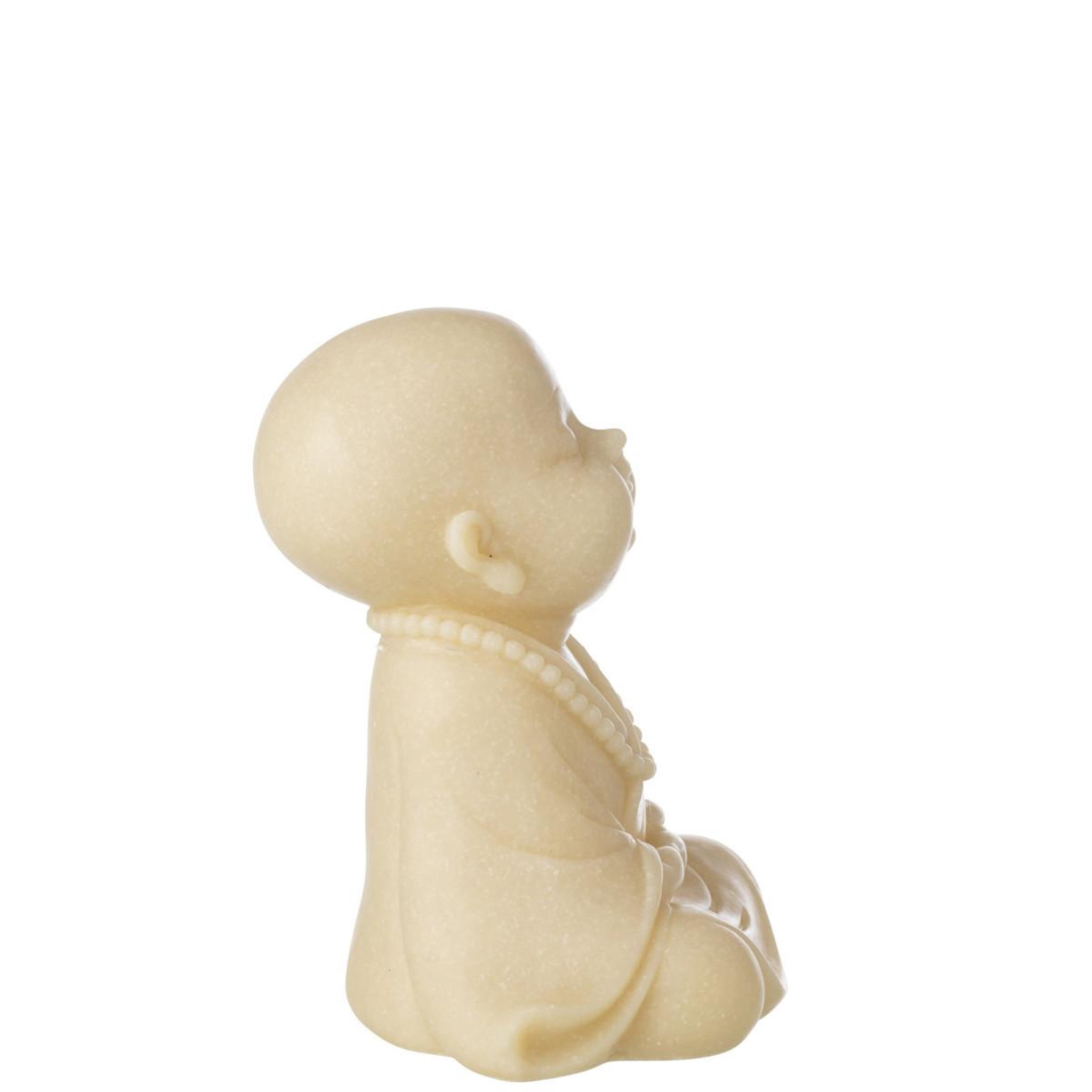 Voir la diapositive 2 : J-LINE Statuette déco moine zen  bodhi  23cm jaune