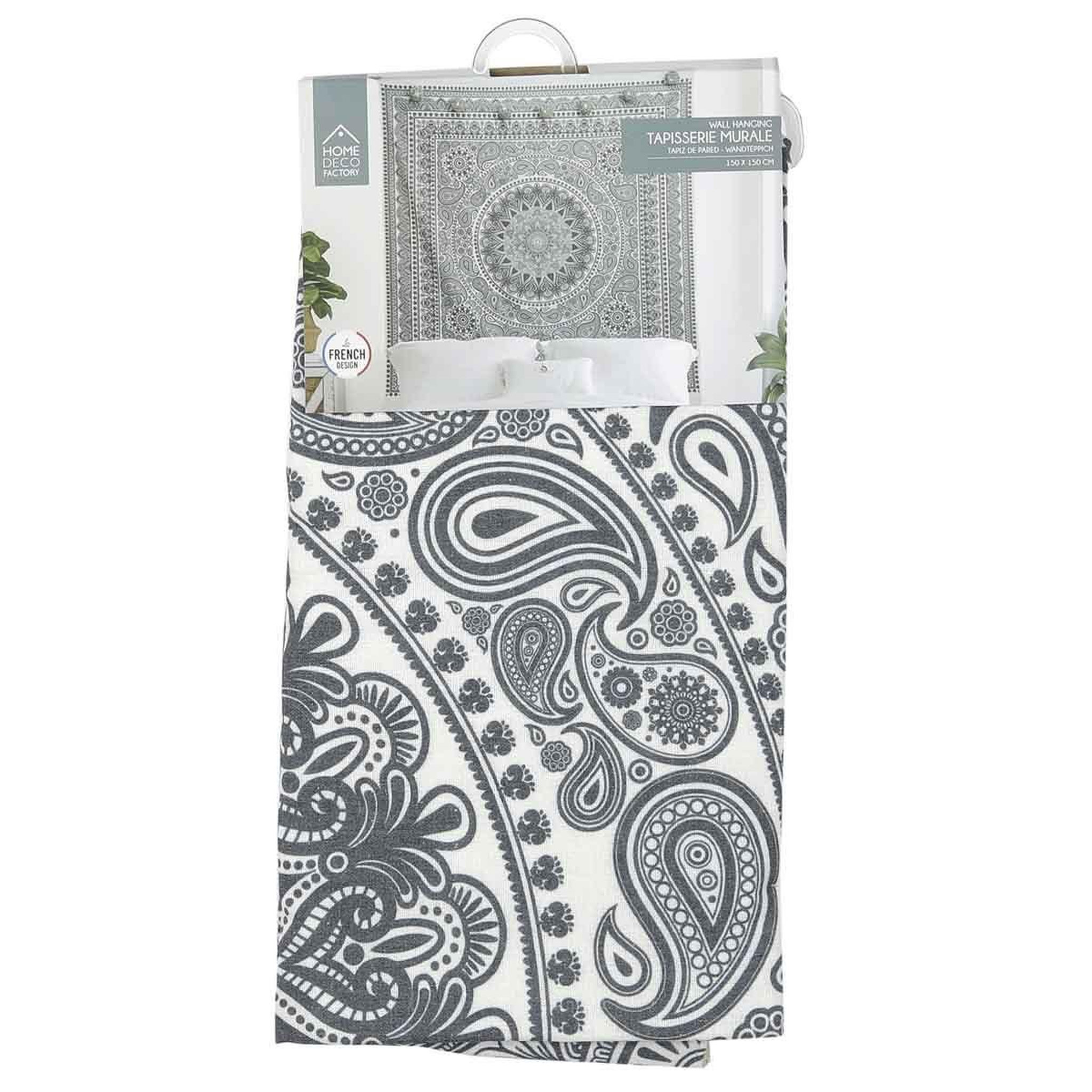 Voir la diapositive 4 : The Home Deco Factory Tapisserie murale déco  mandala  150cm gris