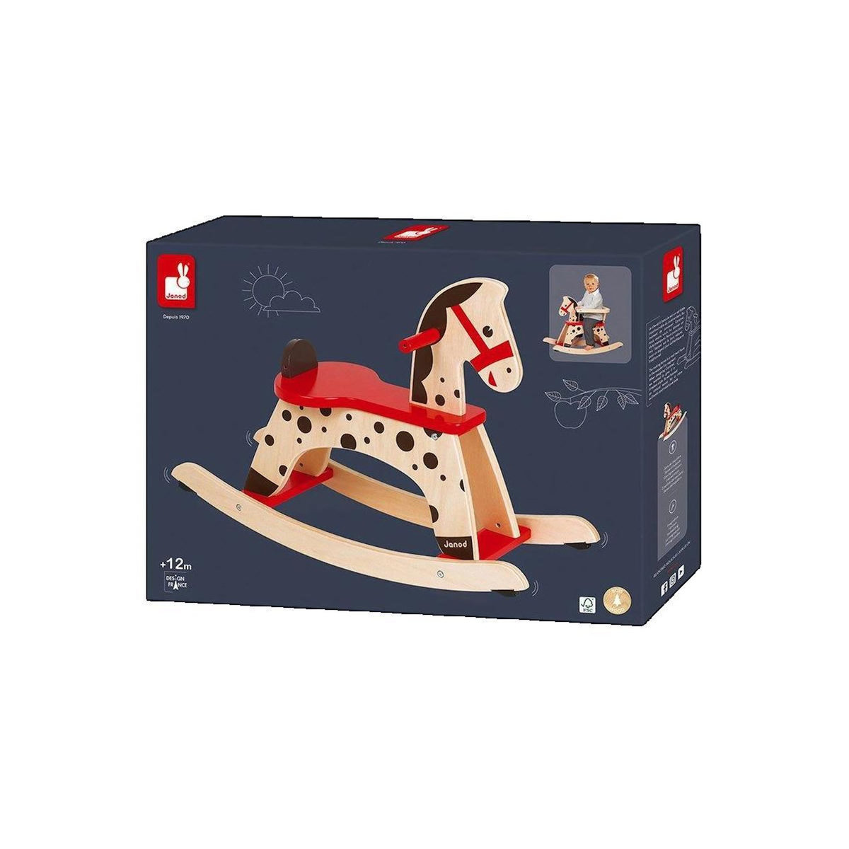 Juratoys-Janod Cheval en bois  a bascule Caramel