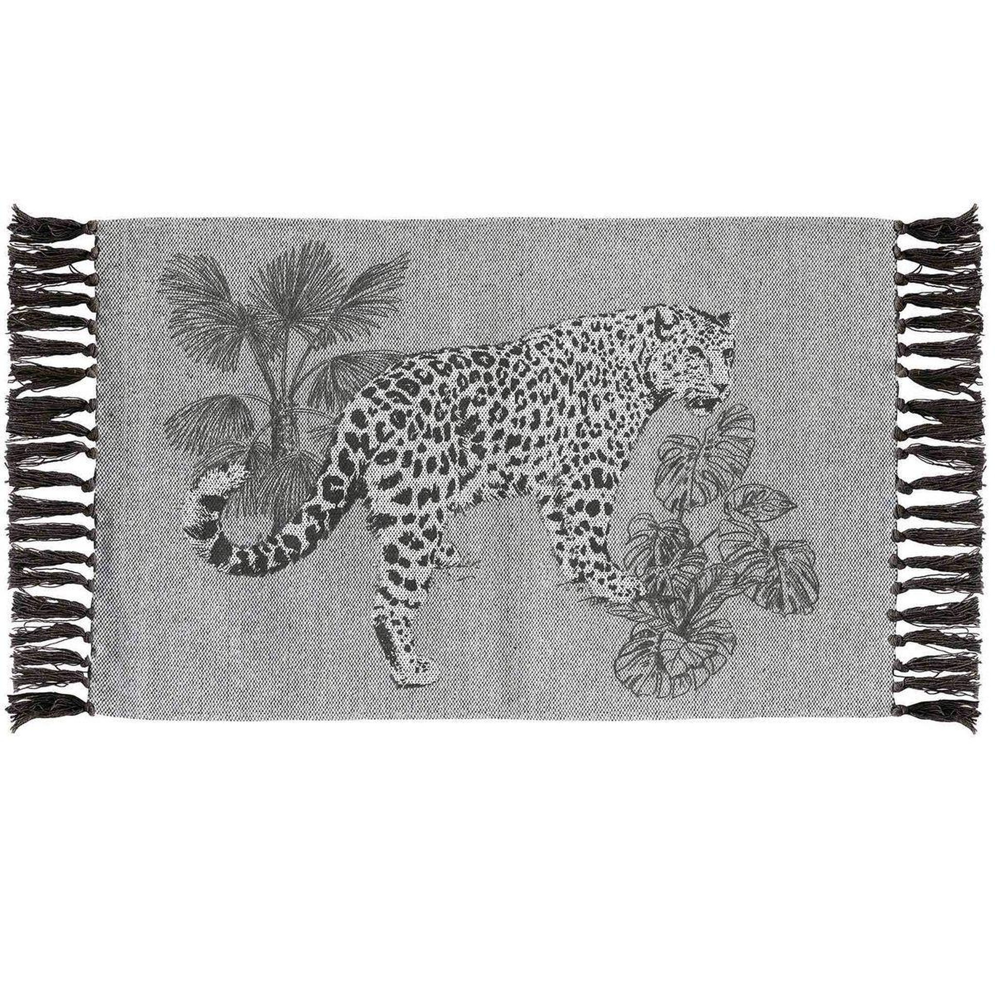 Douceur d'Intérieur Tapis imprimé à franges  cocoleo  50x80cm gris