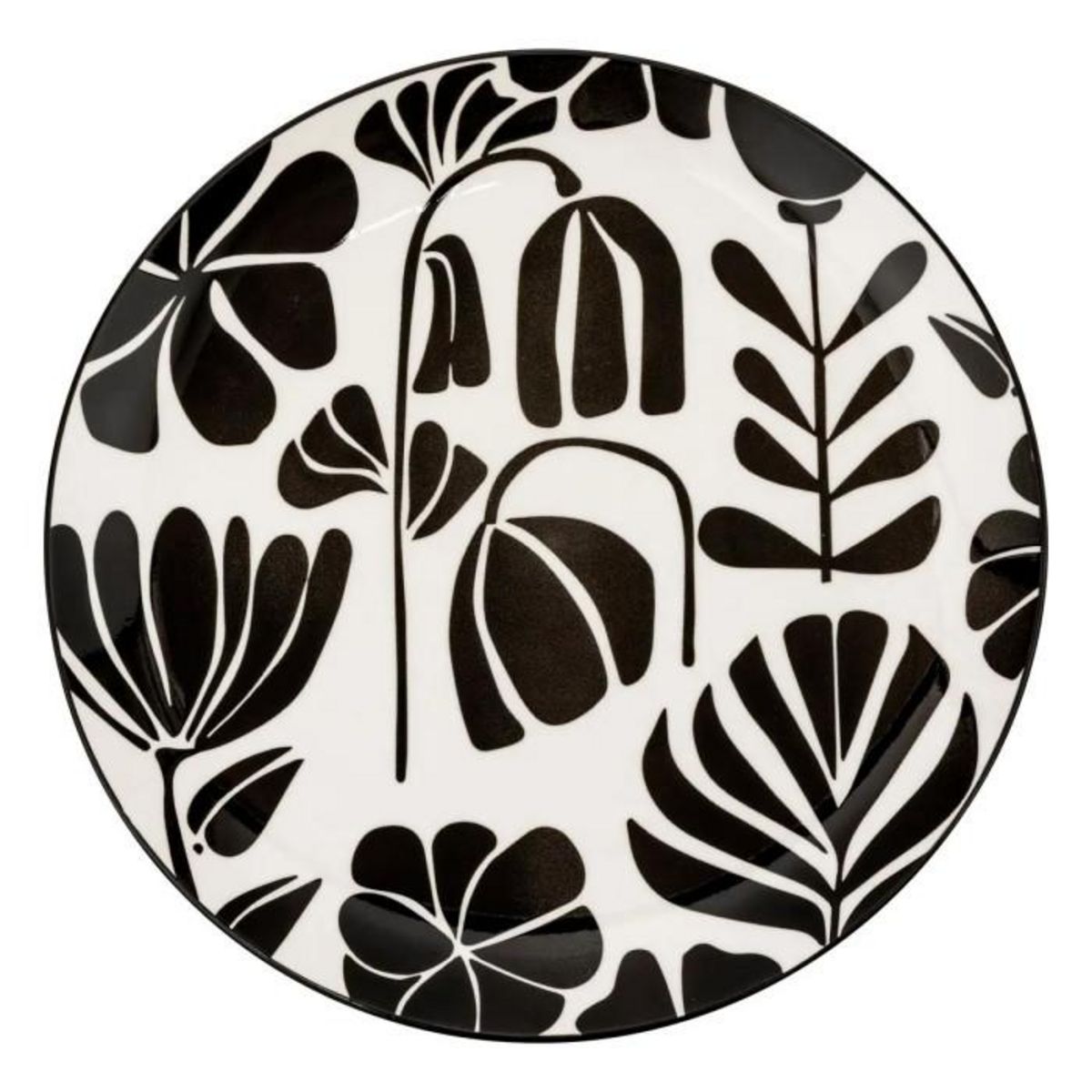 SECRET DE GOURMET Lot de 6 Assiettes Plates  Twisted Lime  26cm Noir & Blanc