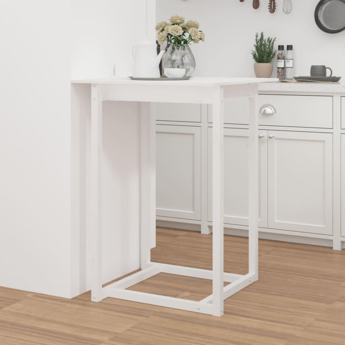 VIDAXL Table de bar Blanc 80x80x110 cm Bois massif de pin