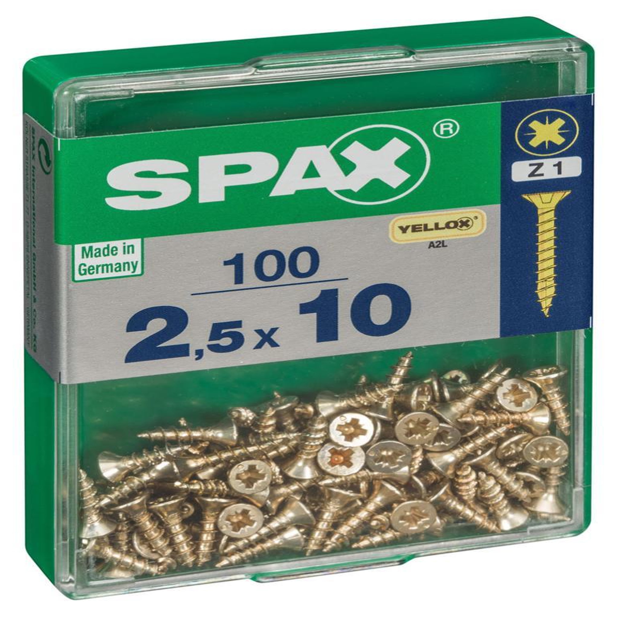 CENTRALE BRICO Lot de 100 vis acier tête fraisée pozidriv SPAX, Diam.2.5 mm x L.10 mm