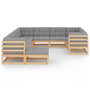 Voir la diapositive 2 : VIDAXL Salon de jardin 11 pcs avec coussins Bois de pin massif