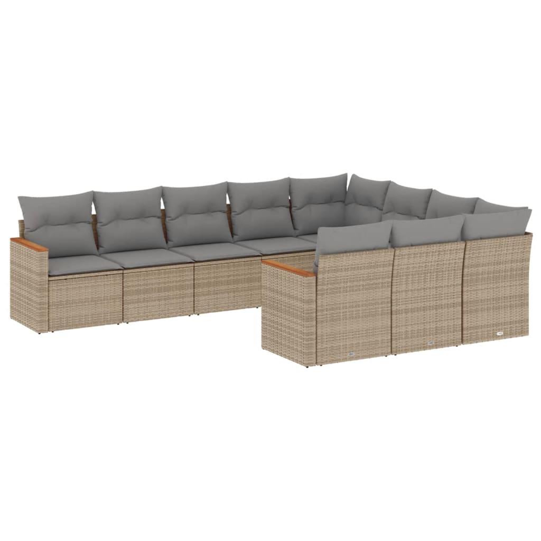 Voir la diapositive 2 : VIDAXL Salon de jardin et coussins 10 pcs melange beige resine tressee