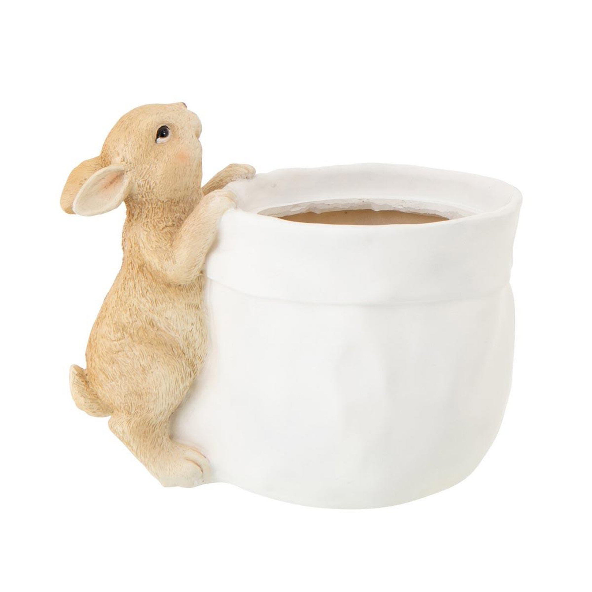J-LINE Cache-pot lapin en résine  bunny  23cm blanc