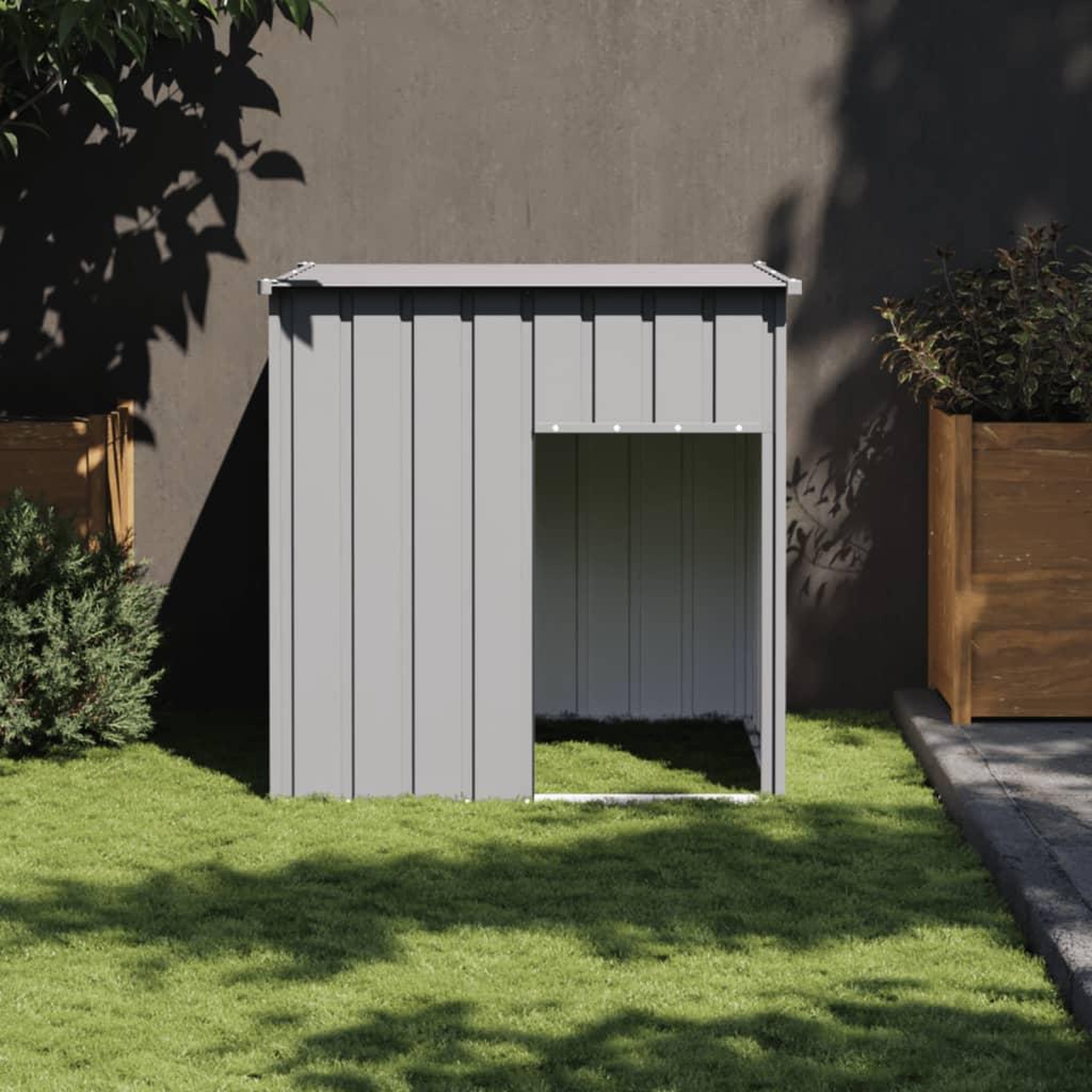 VIDAXL Niche pour chien avec toit gris clair acier galvanise