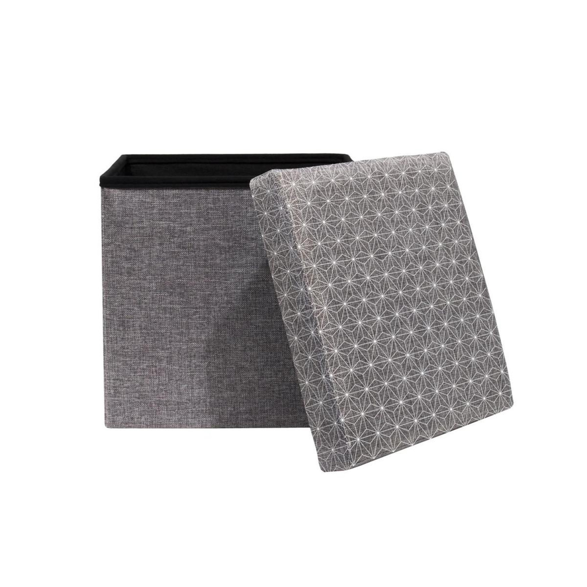 Voir la diapositive 2 : The Home Deco Factory Pouf coffre pliable à motifs  anto  37cm gris & blanc