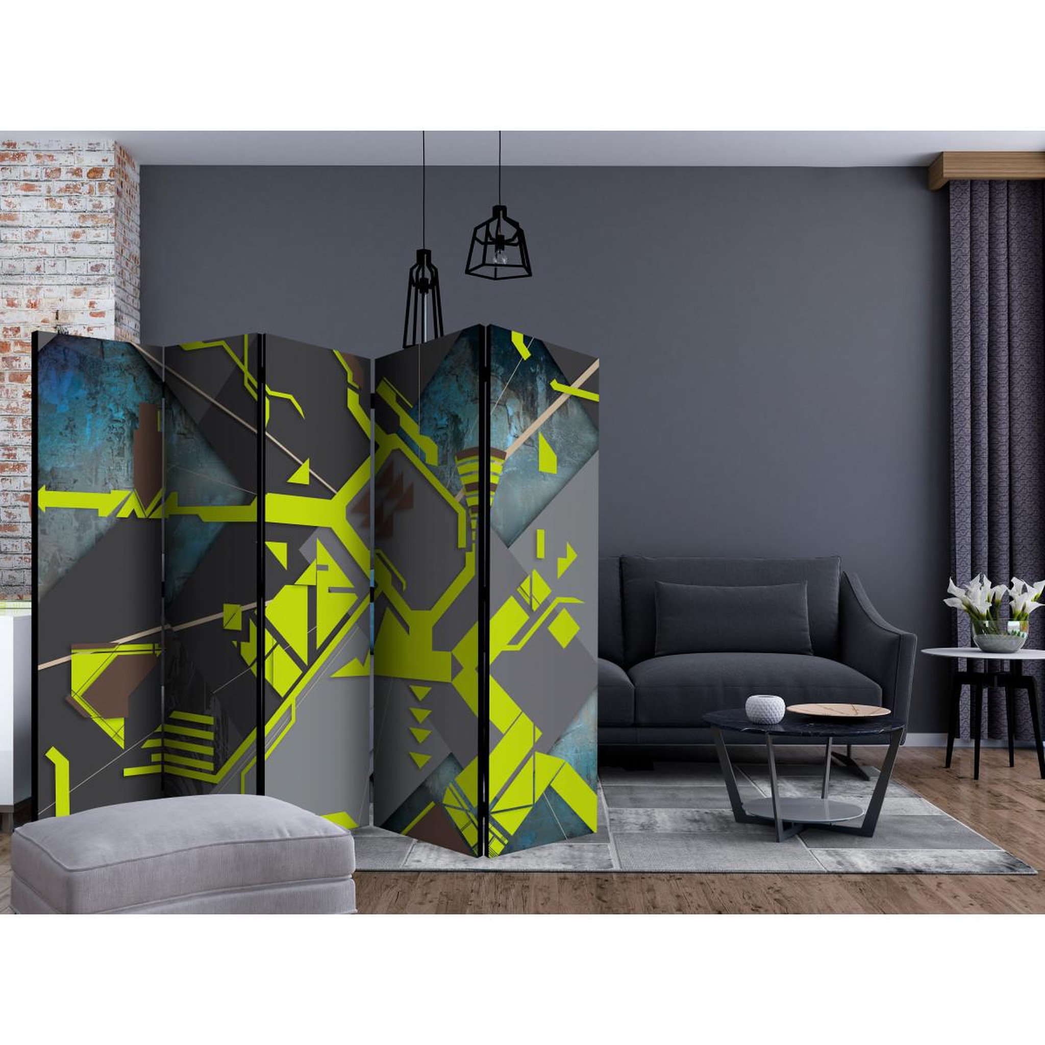 Voir la diapositive 2 : Paris Prix Paravent 5 volets  dynamic paths  172x225cm