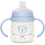 Suavinex Biberon avec anses - SUAVINEX - NIGHT&DAY WILD&FREE - 150 ml - 6 mois et plus - Bleu