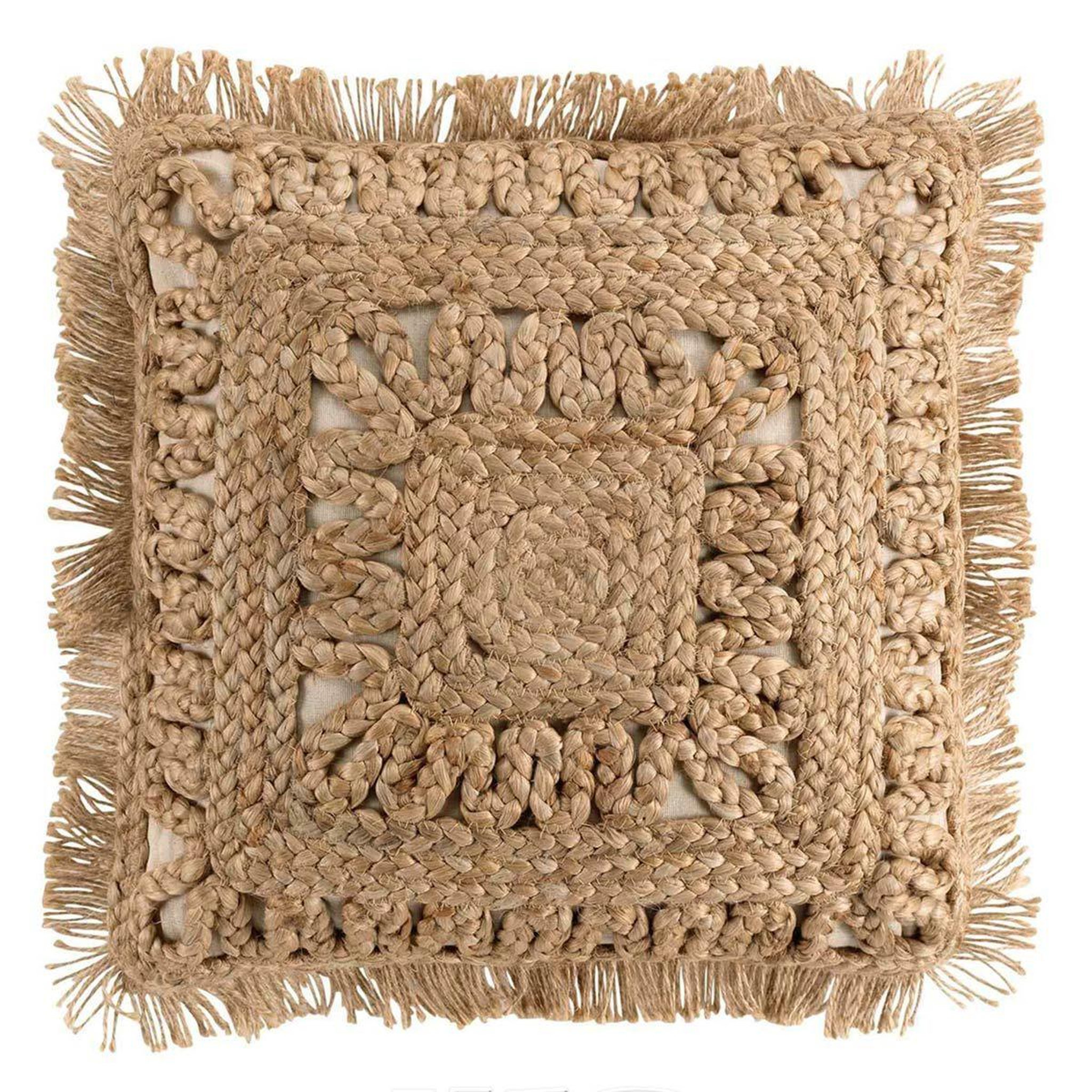 Voir la diapositive 1 : Douceur d'Intérieur Coussin déco à franges  delijute  45x45cm beige