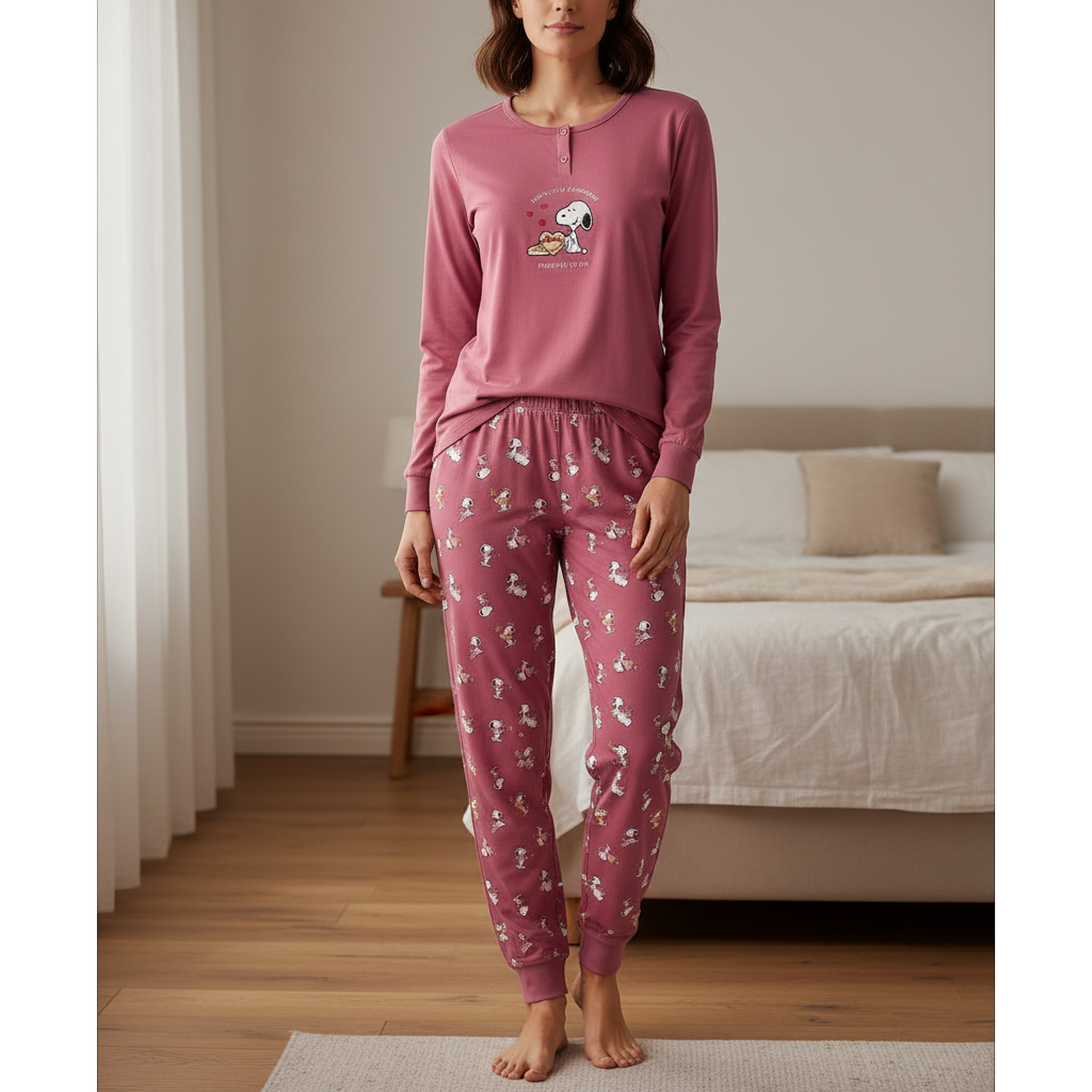 Voir la diapositive 2 : OZABI Ozabi ensemble pyjama femme léger broderie motif fantaisie