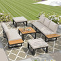 Voir la diapositive 4 : MERAX Salon de jardin 7 places avec, canapé angle, dossier réglable, poufs et table