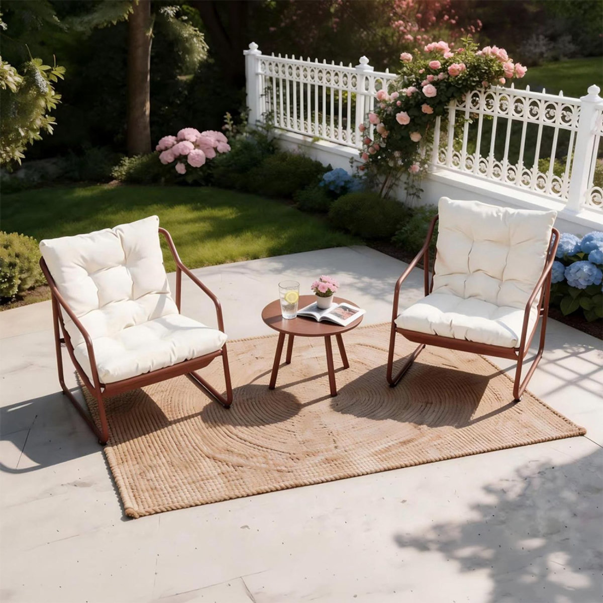 CONCEPT USINE Ensemble de jardin 2 fauteuils terracotta avec table basse ATRANI