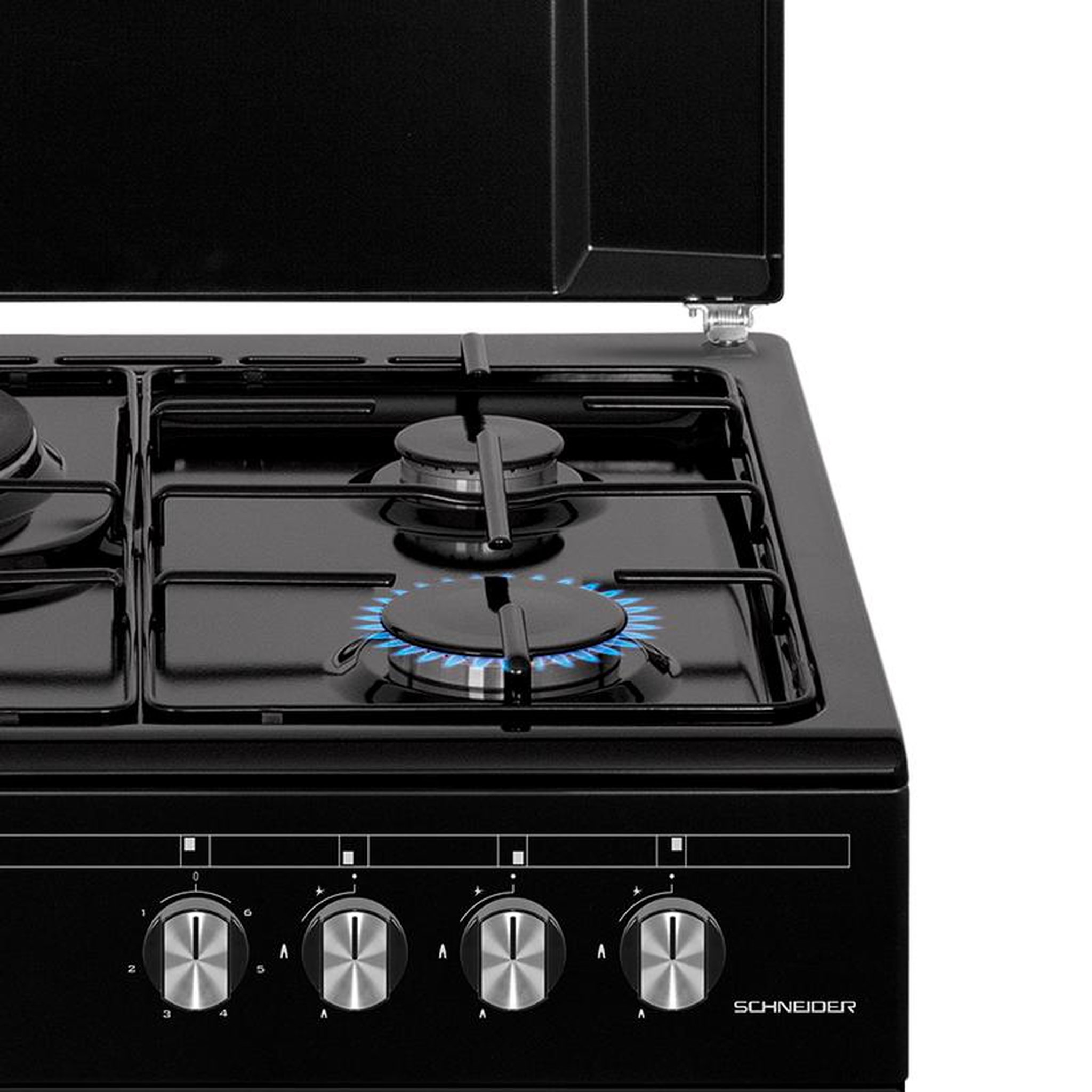 Voir la diapositive 4 : SCHNEIDER Cuisinière gaz Black mat - SCCG631-BM