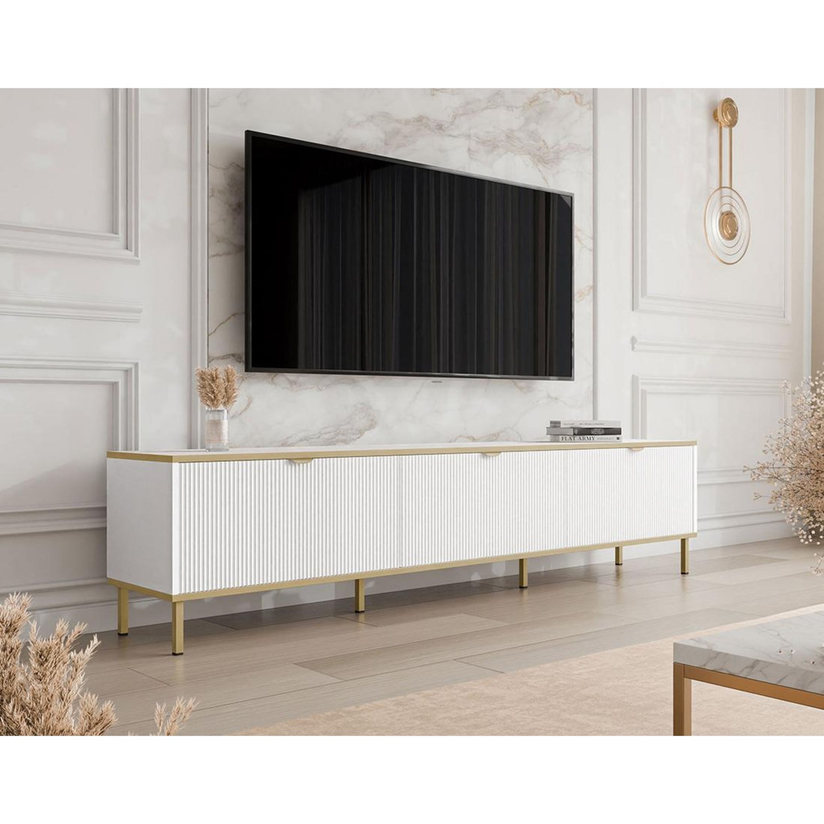 BEST MOBILIER Hope - meuble tv 202 cm - 3 portes