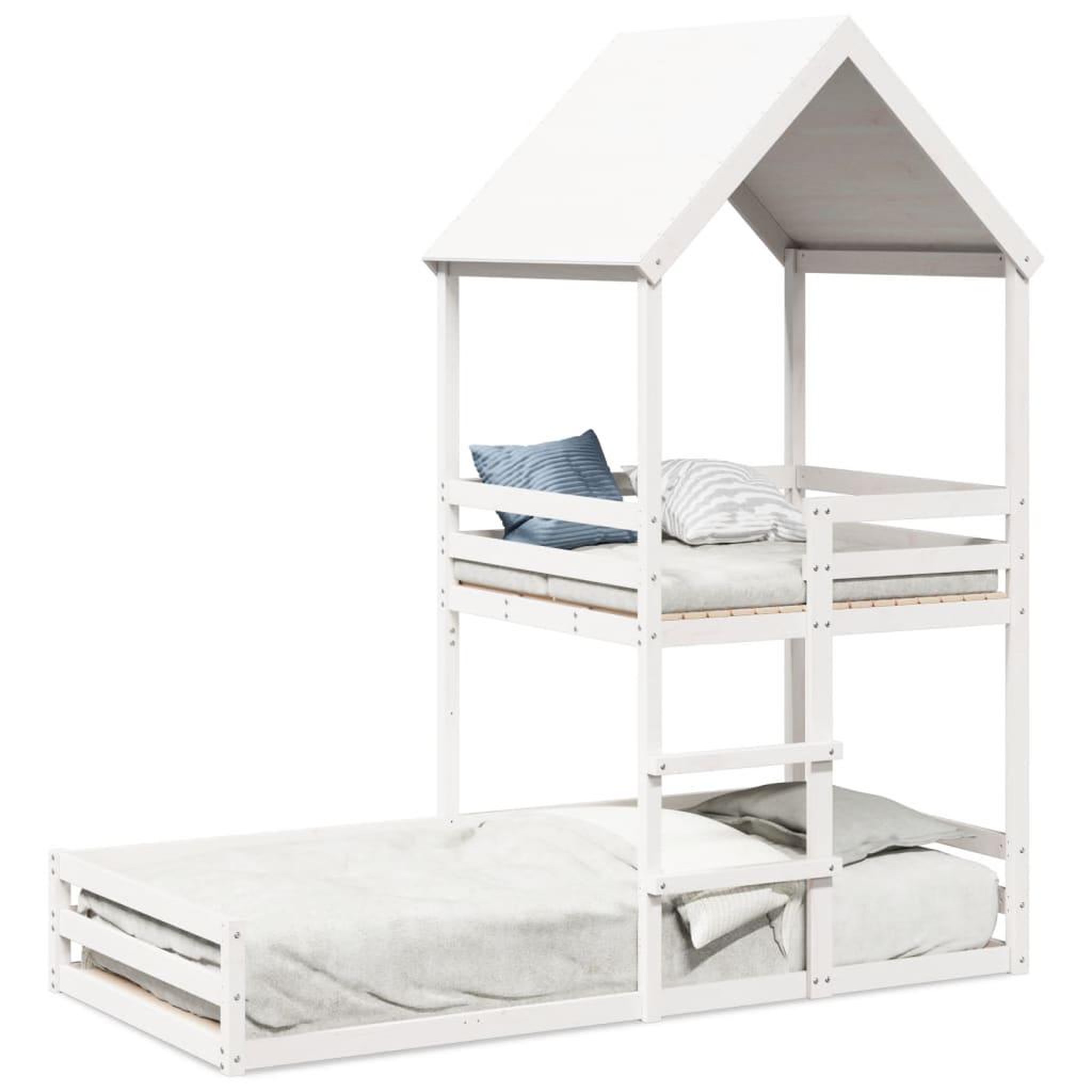 Voir la diapositive 2 : VIDAXL Lit superpose sans matelas blanc 90x200 cm bois de pin massif
