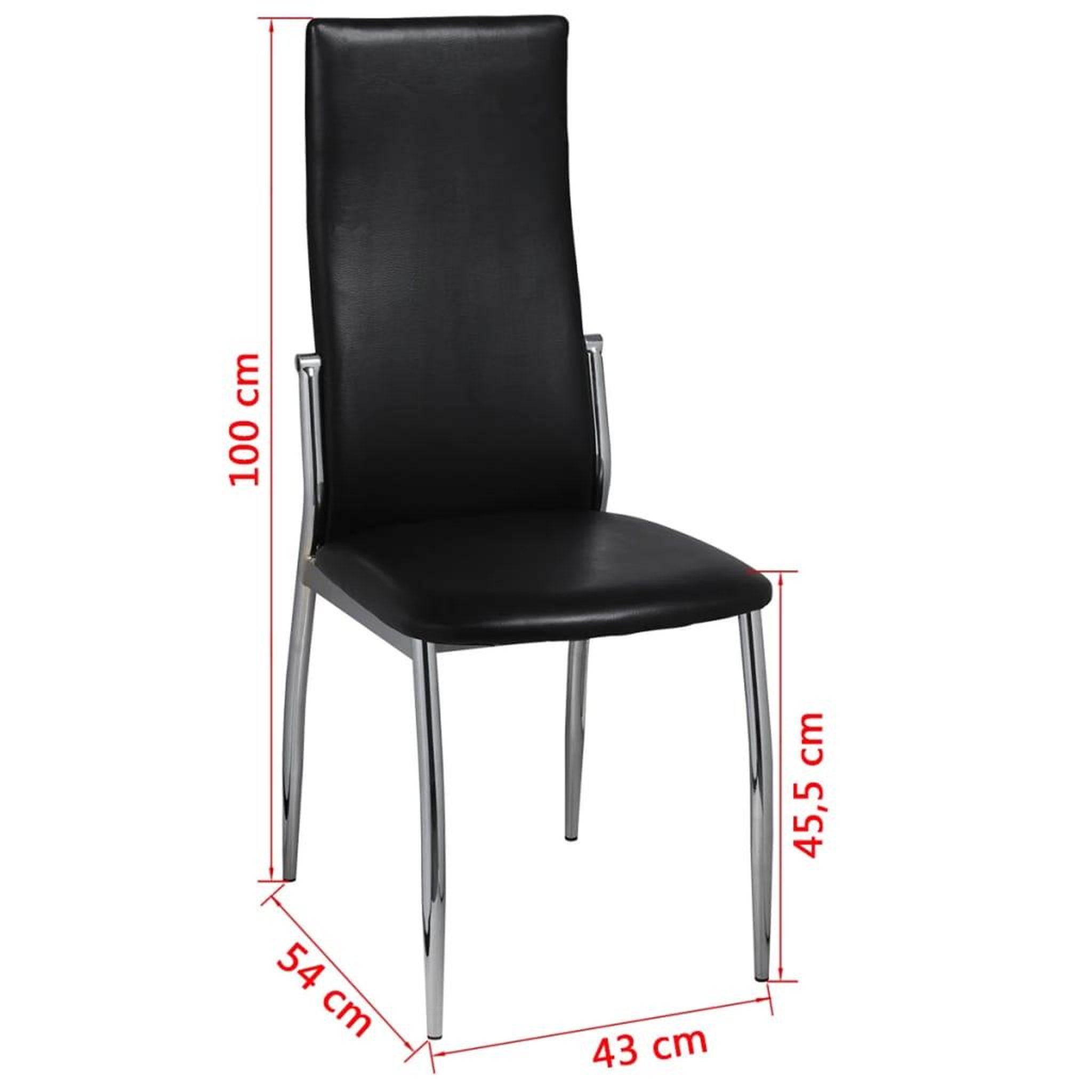 Voir la diapositive 6 : VIDAXL Chaises a manger lot de 4 noir similicuir