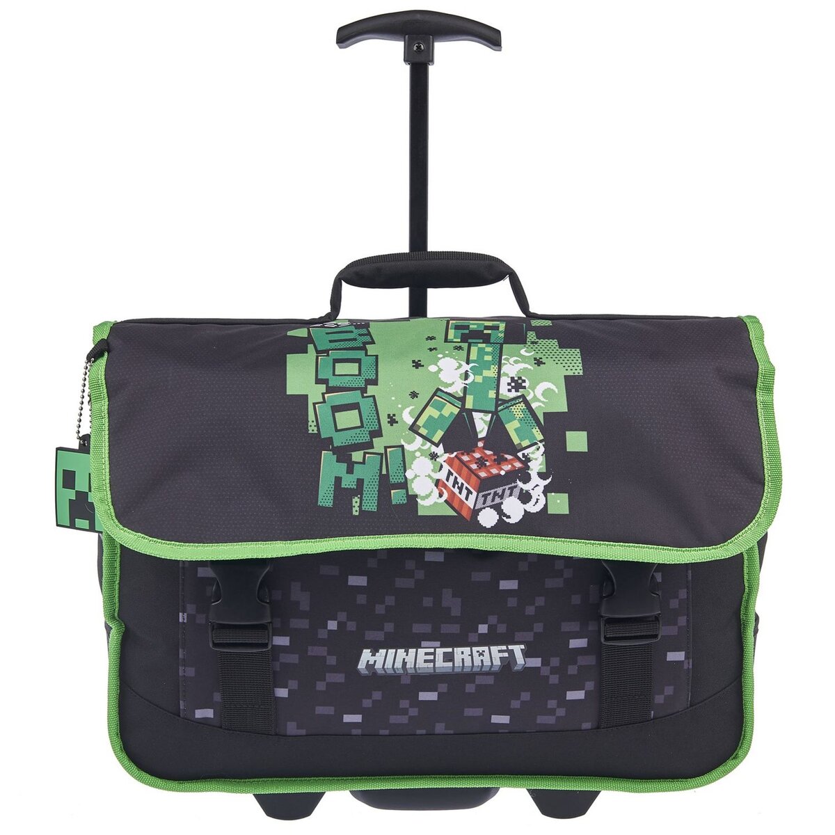 MINECRAFT Cartable roulettes noir